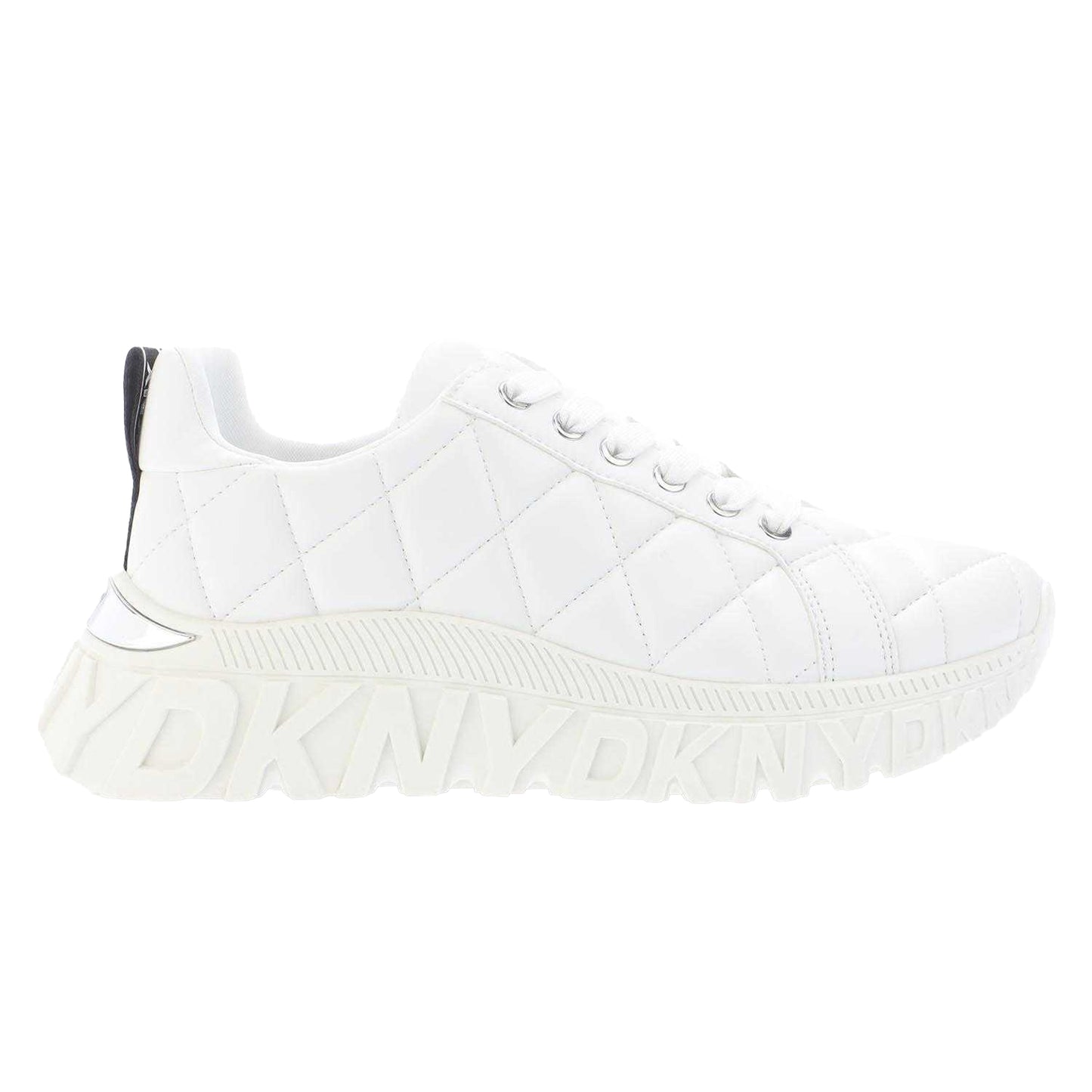 White - Front - DKNY Womens-Ladies Lathen Lace Up Trainers