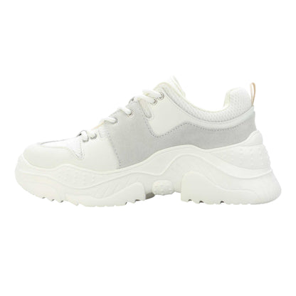 White - Back - DKNY Womens-Ladies Odella Leather Chunky Platform Trainers