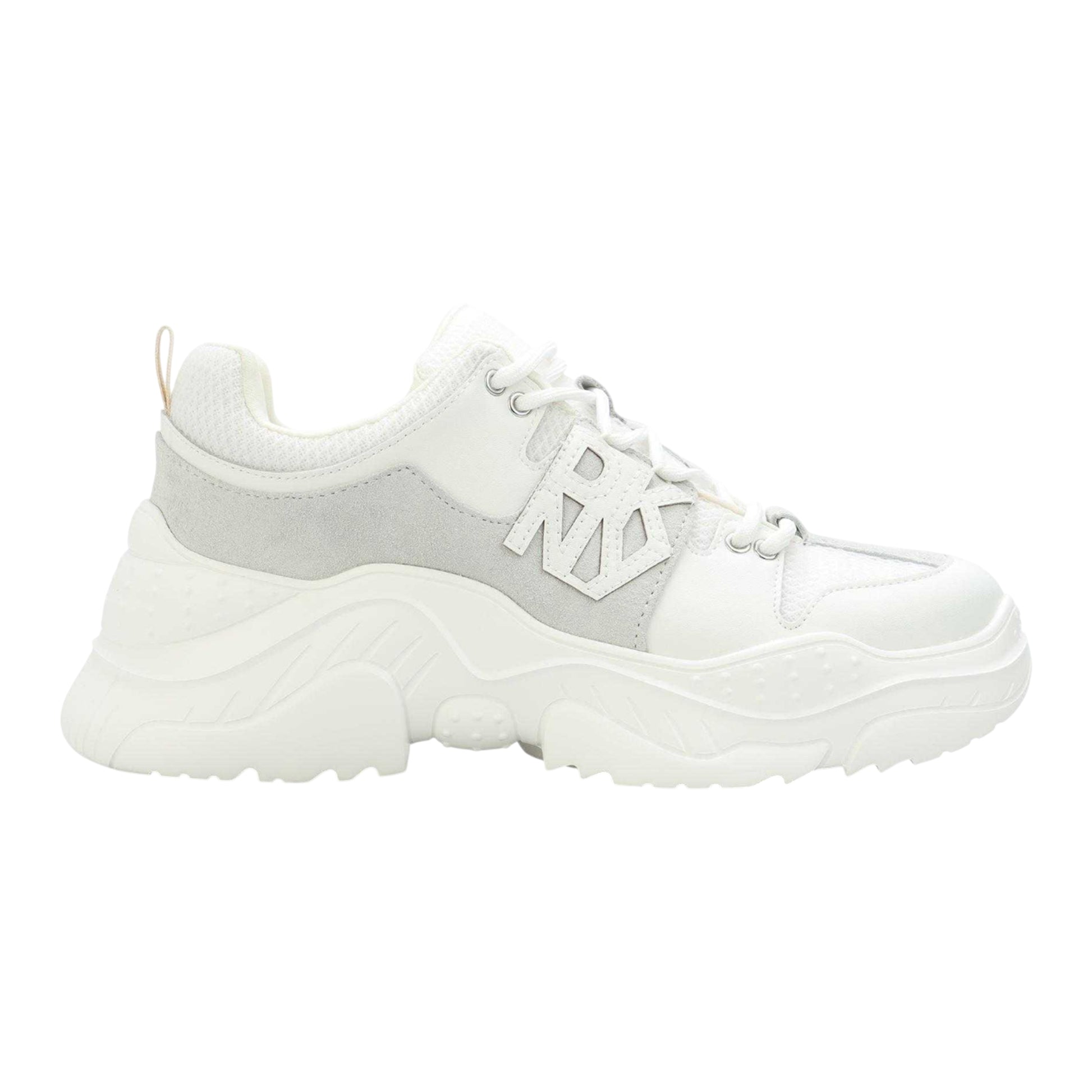 White - Front - DKNY Womens-Ladies Odella Leather Chunky Platform Trainers
