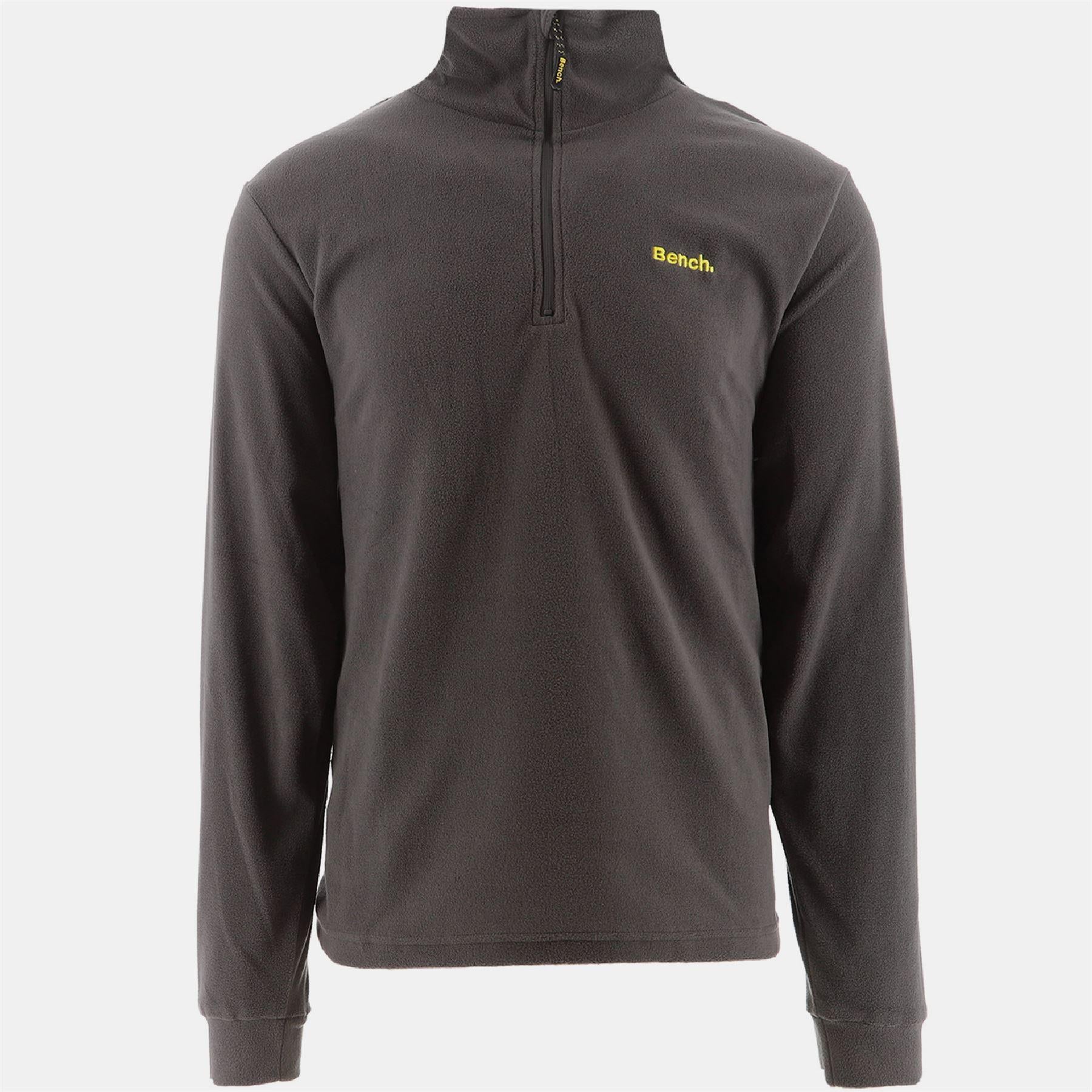 Charcoal - Front - Bench Mens Albany Logo Quarter Zip Long-Sleeved Fleece