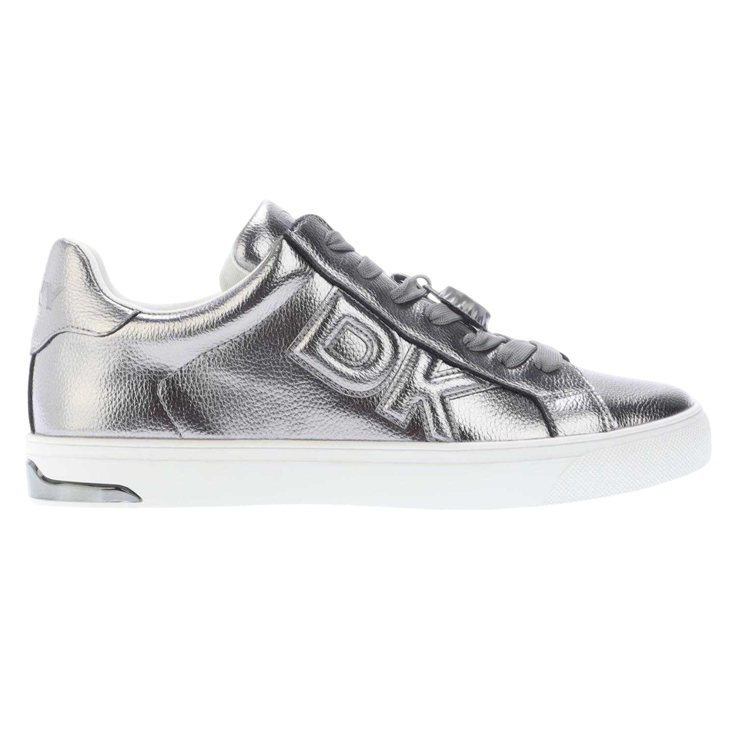 Silver - Front - DKNY Womens-Ladies Aisling Leather Lace Up Trainers