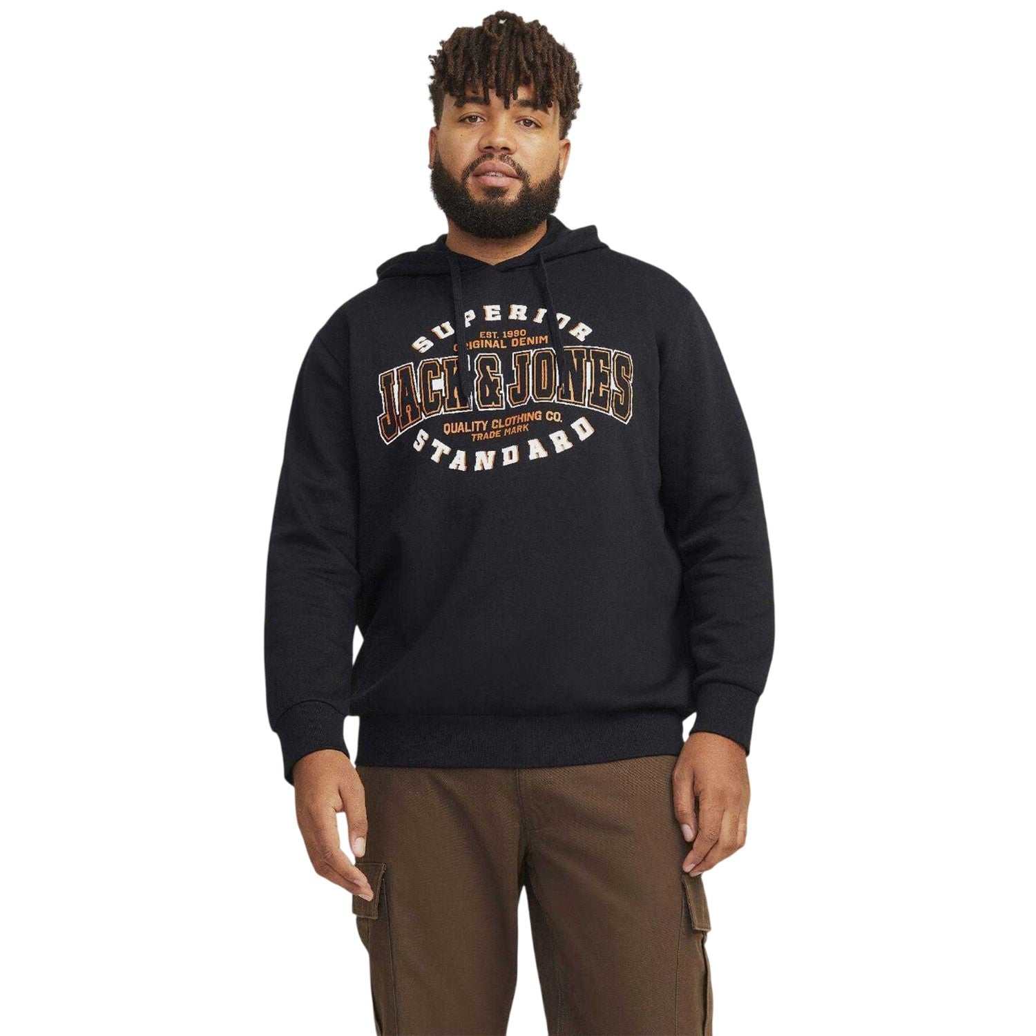 Black - Side - Jack And Jones Mens Logo Hoodie