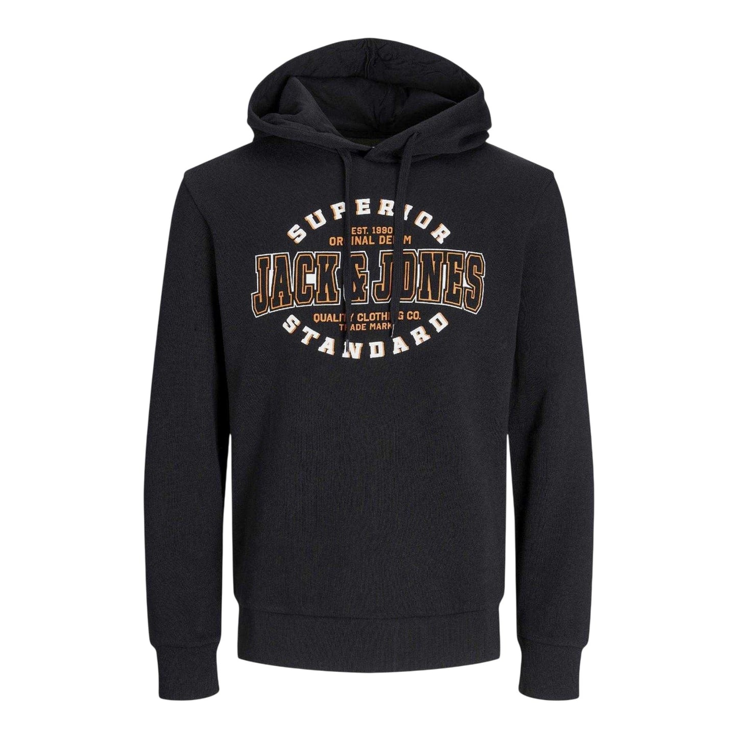 Black - Front - Jack And Jones Mens Logo Hoodie