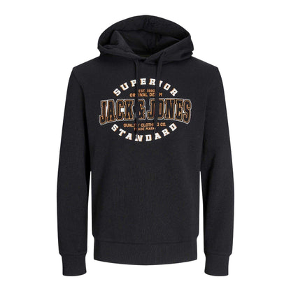 Black - Front - Jack And Jones Mens Logo Hoodie