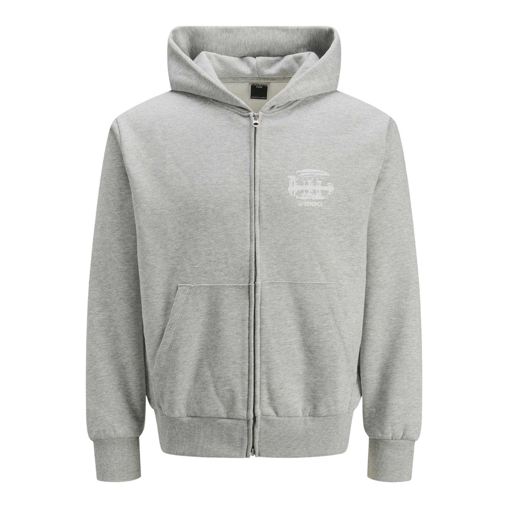 Grey - Front - Jack And Jones Mens Prime Full Zip Hoodie