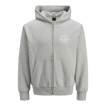 Grey - Front - Jack And Jones Mens Prime Full Zip Hoodie