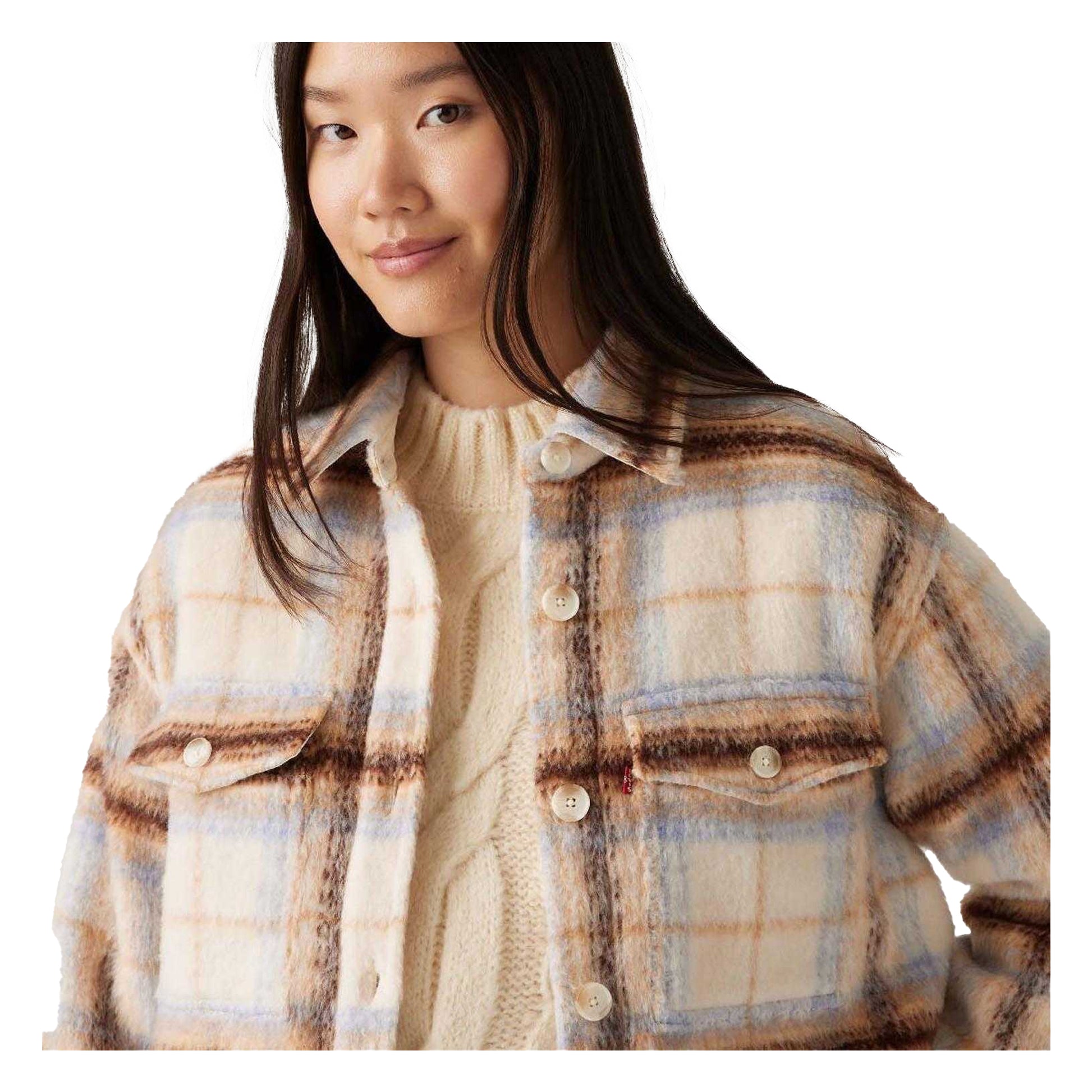 Beige - Side - Levis Womens-Ladies Lola Long-Sleeved Shacket