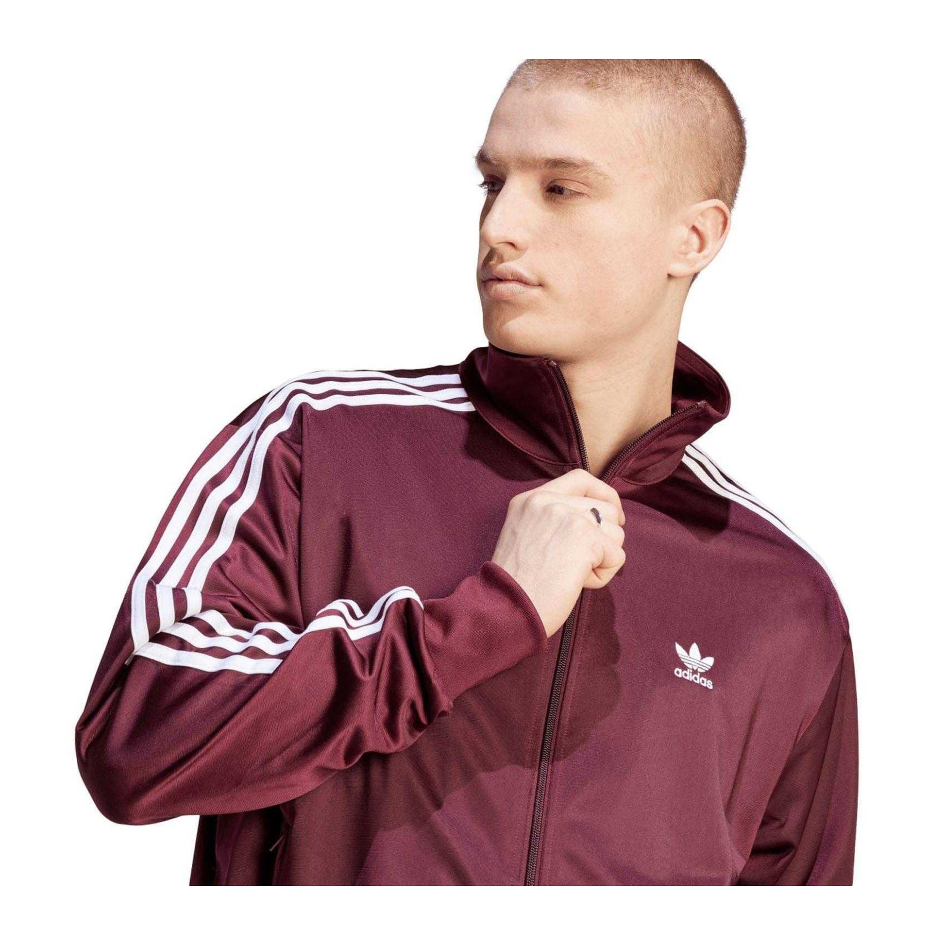 Maroon Red - Side - Adidas Mens Firebird Loose Fit Track Top