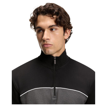 Black - Side - Boss Mens Quarter Zip Sweatshirt