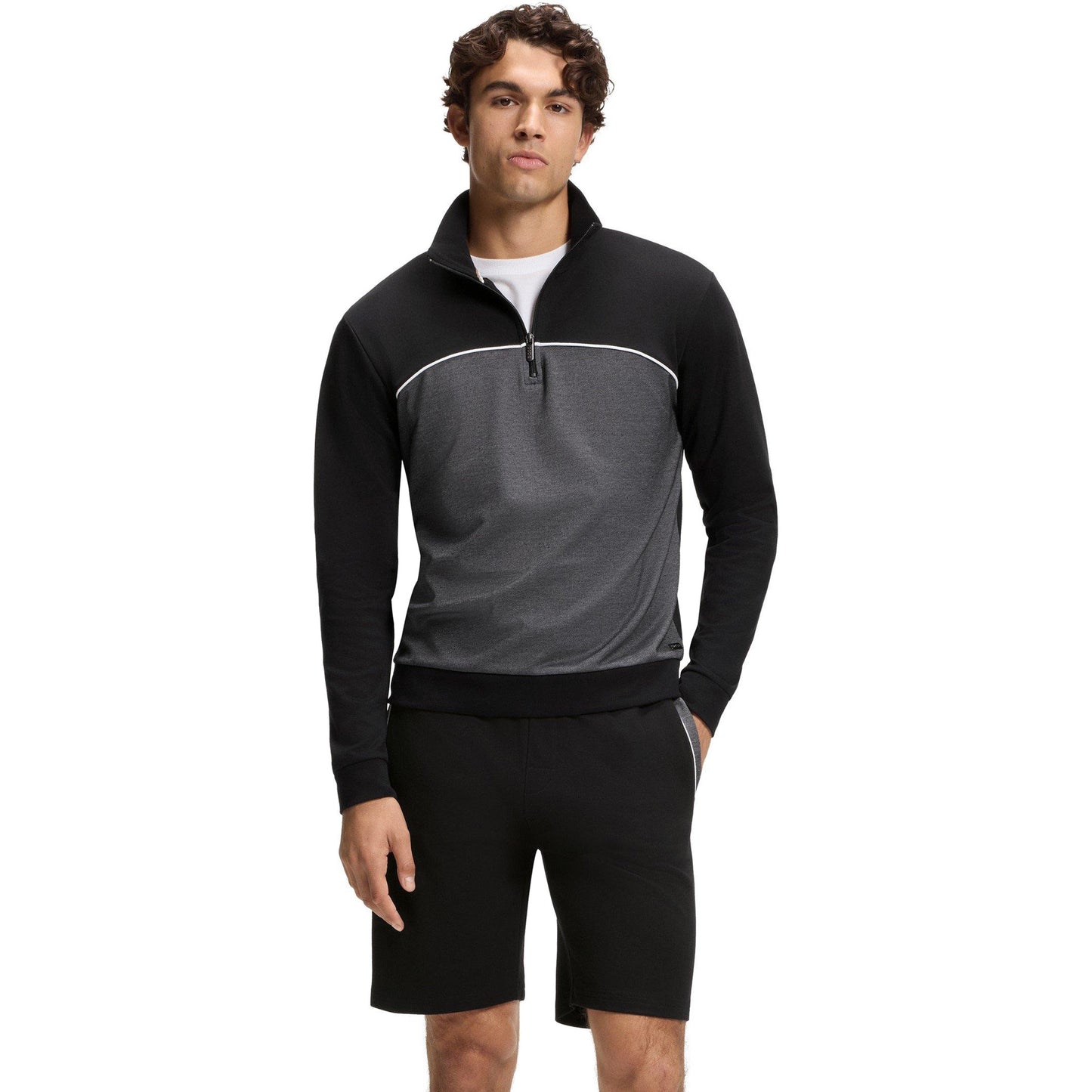 Black - Lifestyle - Boss Mens Quarter Zip Sweatshirt