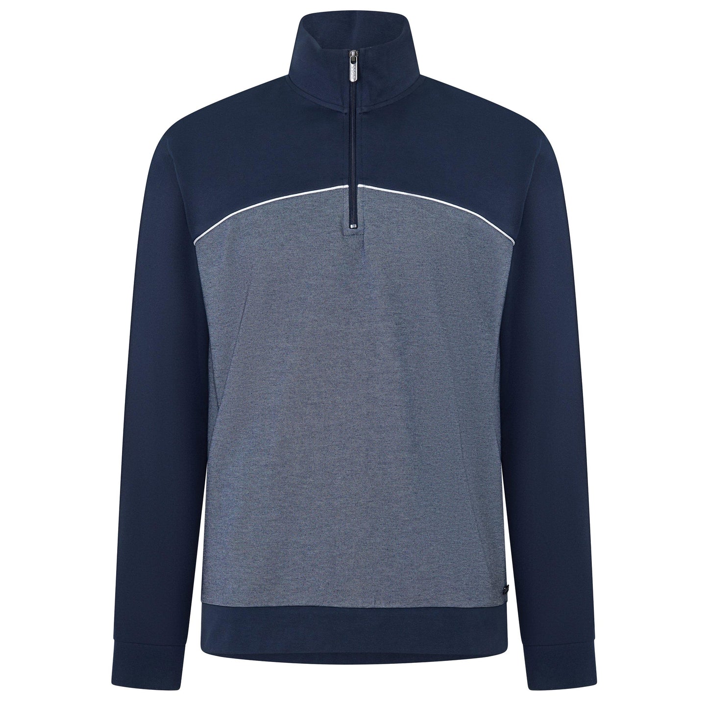 Dark Blue - Front - Boss Mens Quarter Zip Sweatshirt