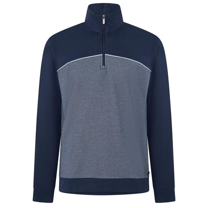 Dark Blue - Front - Boss Mens Quarter Zip Sweatshirt