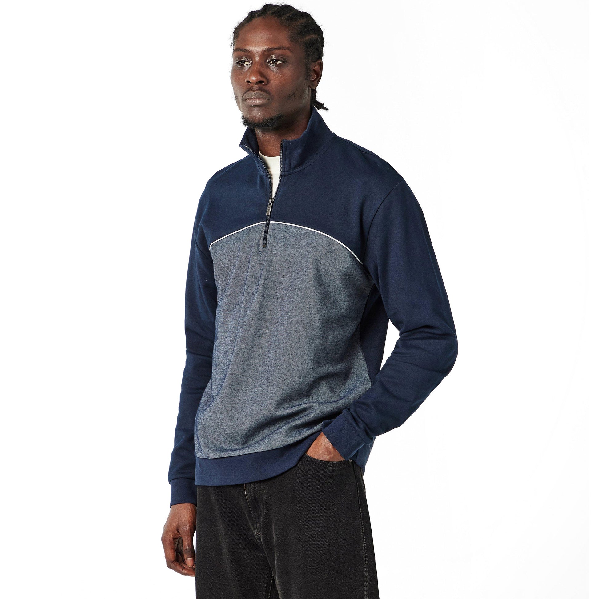Dark Blue - Lifestyle - Boss Mens Quarter Zip Sweatshirt