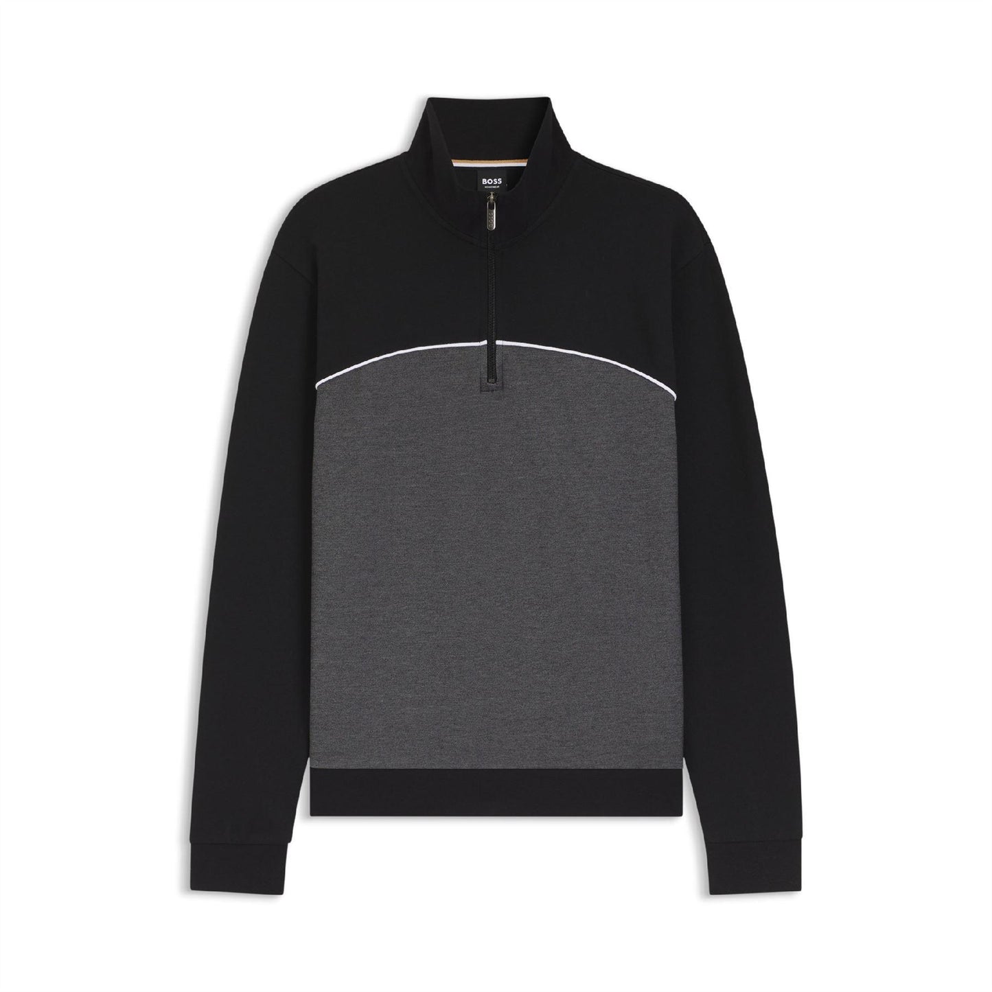 Black - Front - Boss Mens Quarter Zip Sweatshirt
