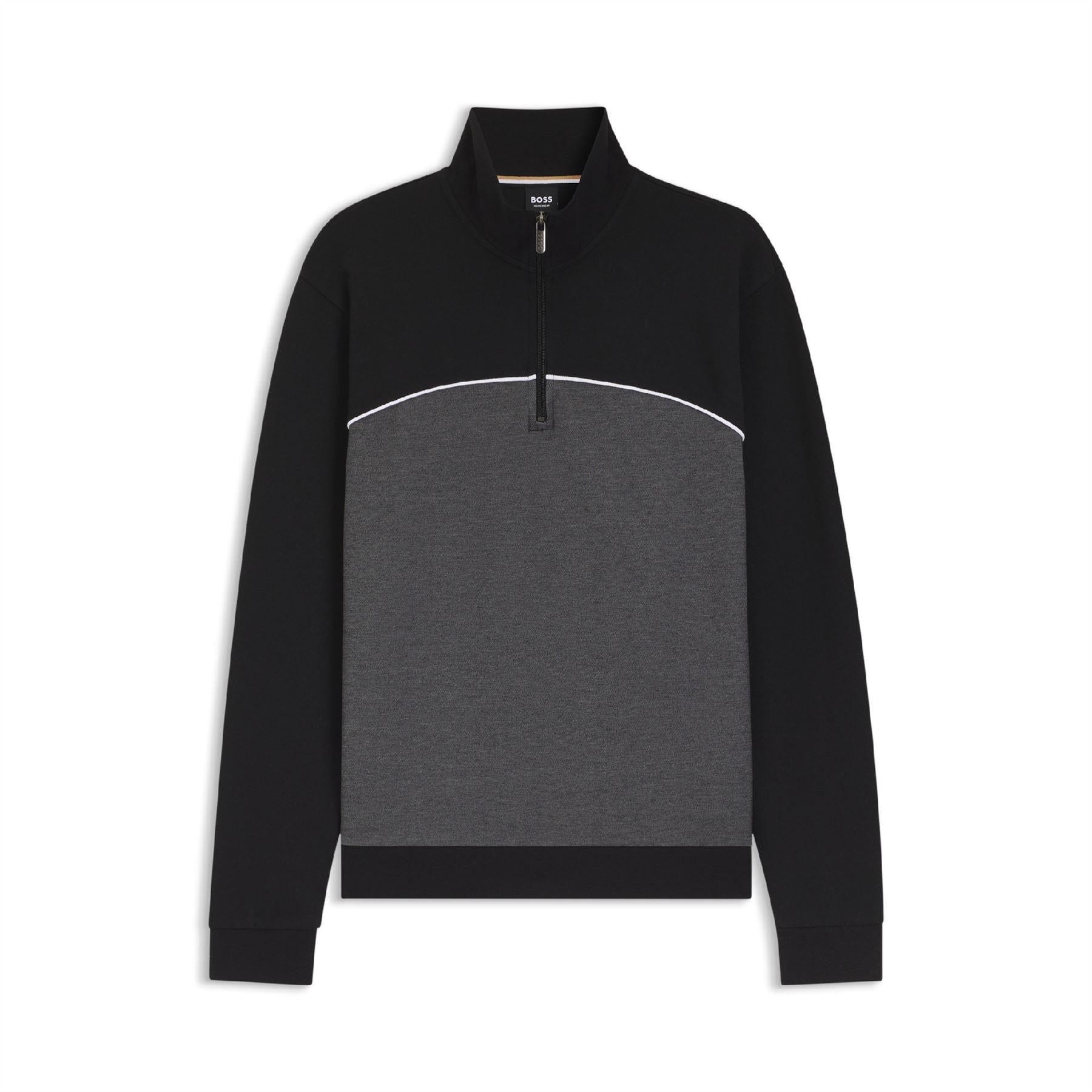 Black - Front - Boss Mens Quarter Zip Sweatshirt