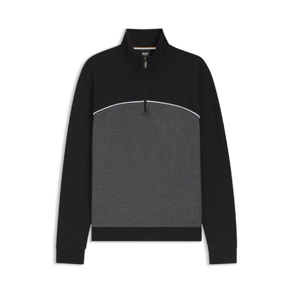 Black - Front - Boss Mens Quarter Zip Sweatshirt