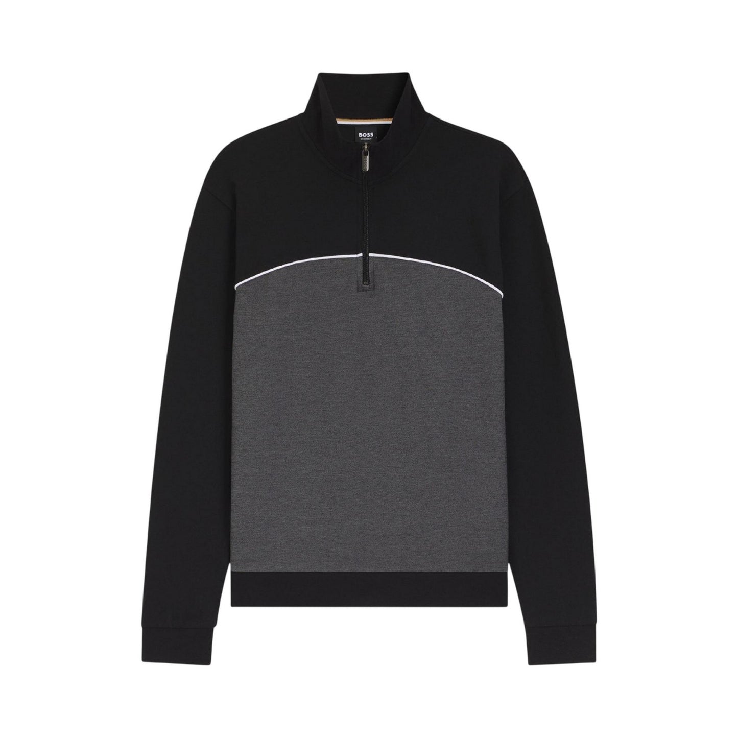 Black - Front - Boss Mens Quarter Zip Sweatshirt