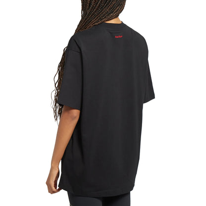 Black - Back - Red Run Womens-Ladies Inky Oversized T-Shirt