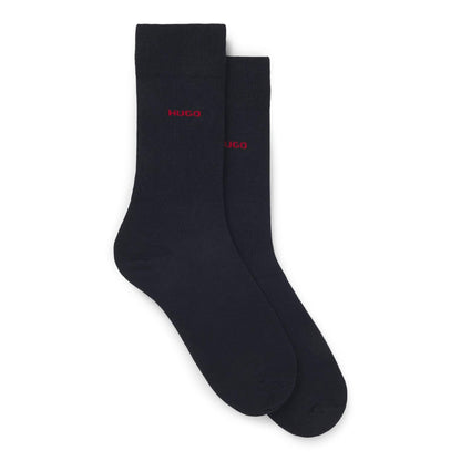 Dark Blue - Back - Hugo Mens Logo Socks (Pack of 2)