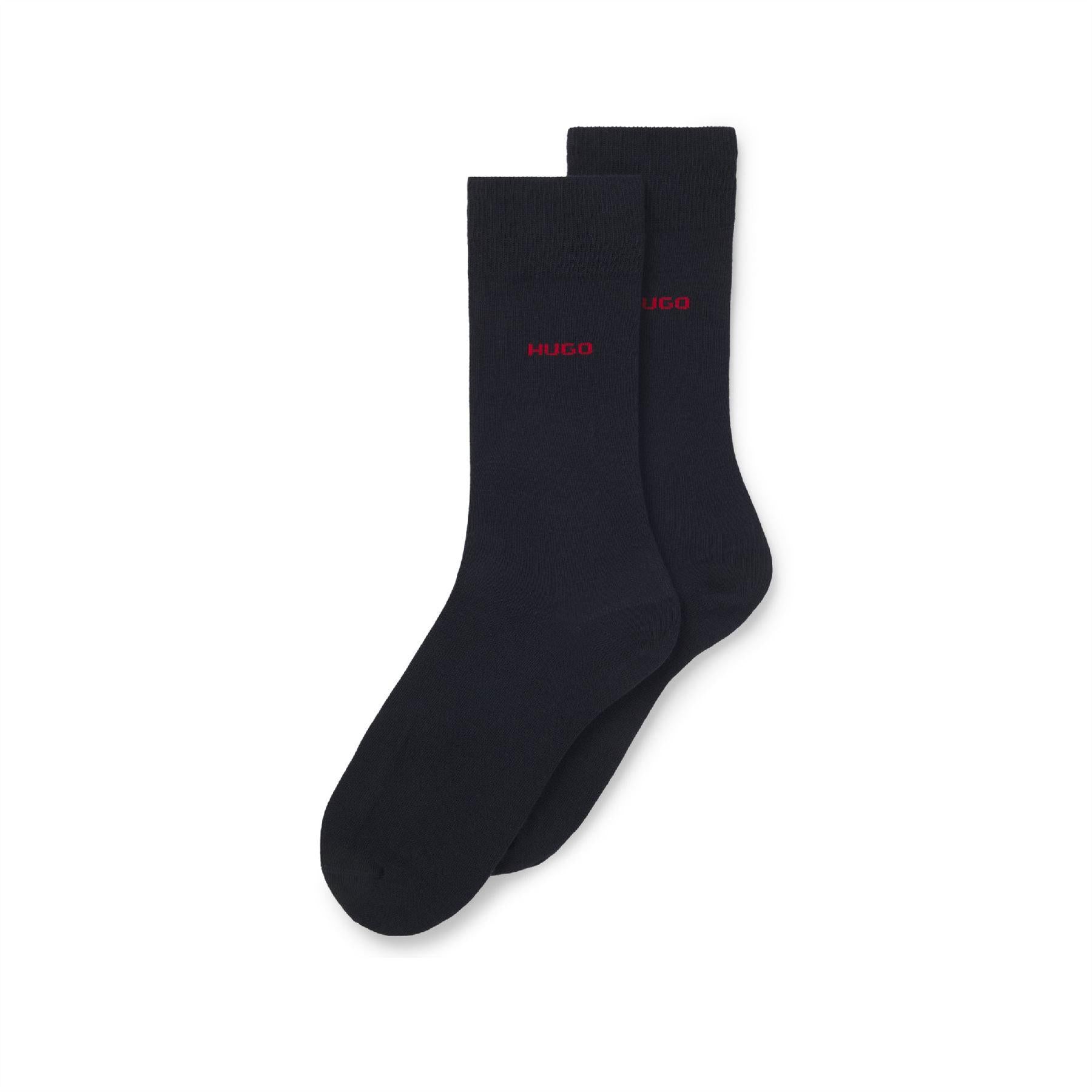 Dark Blue - Front - Hugo Mens Logo Socks (Pack of 2)