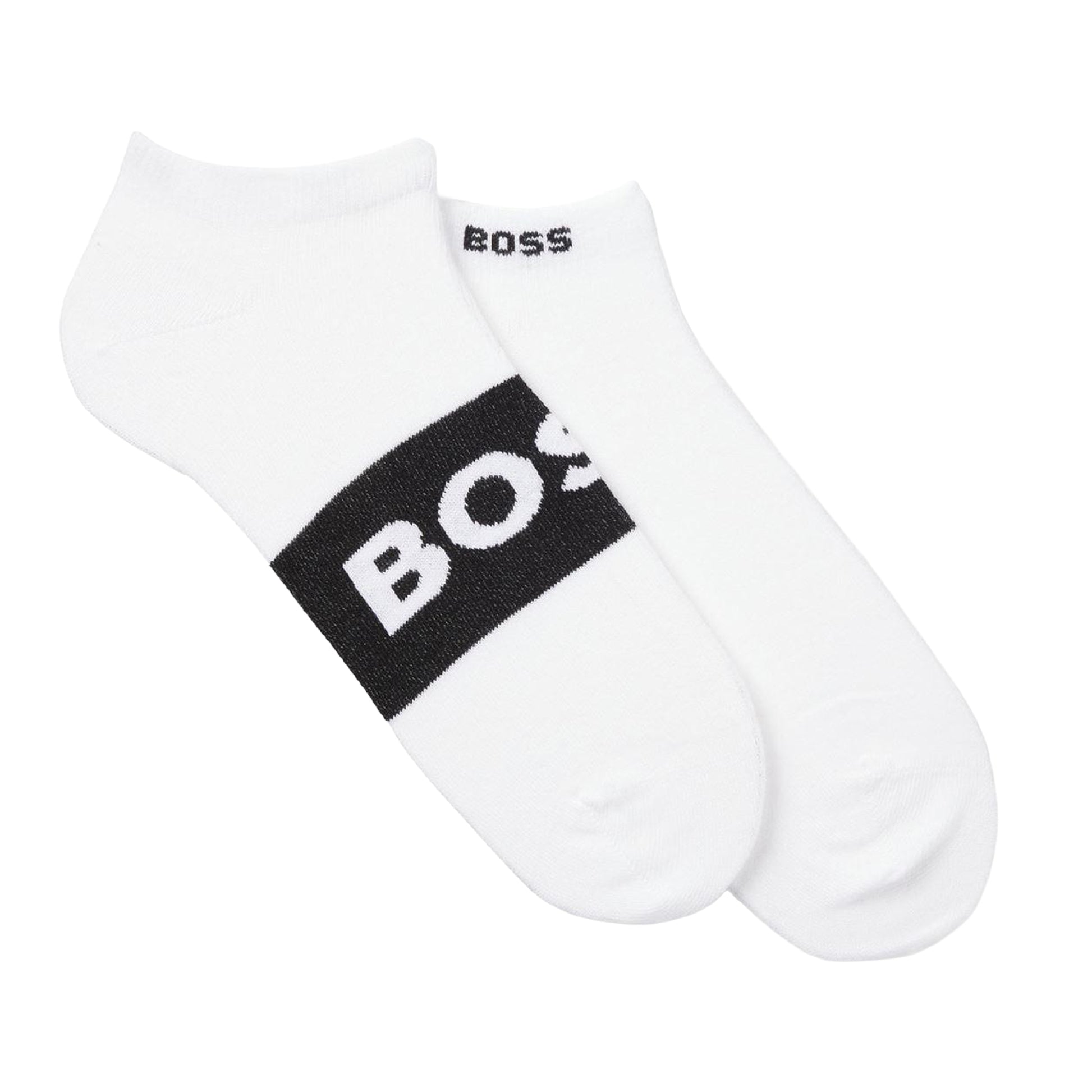 White - Back - Boss Mens Logo Ankle Socks (Pack of 2)