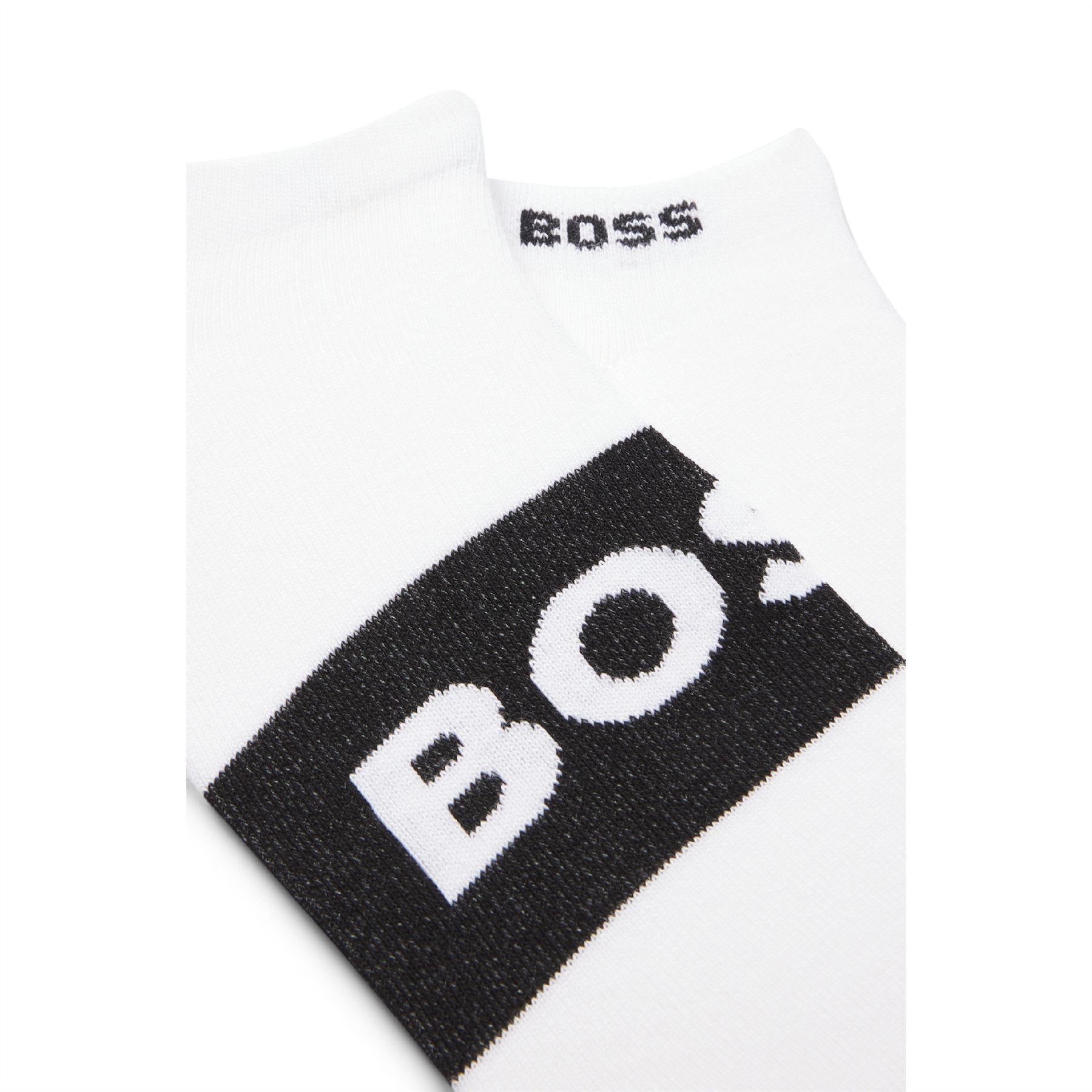 White - Side - Boss Mens Logo Ankle Socks (Pack of 2)