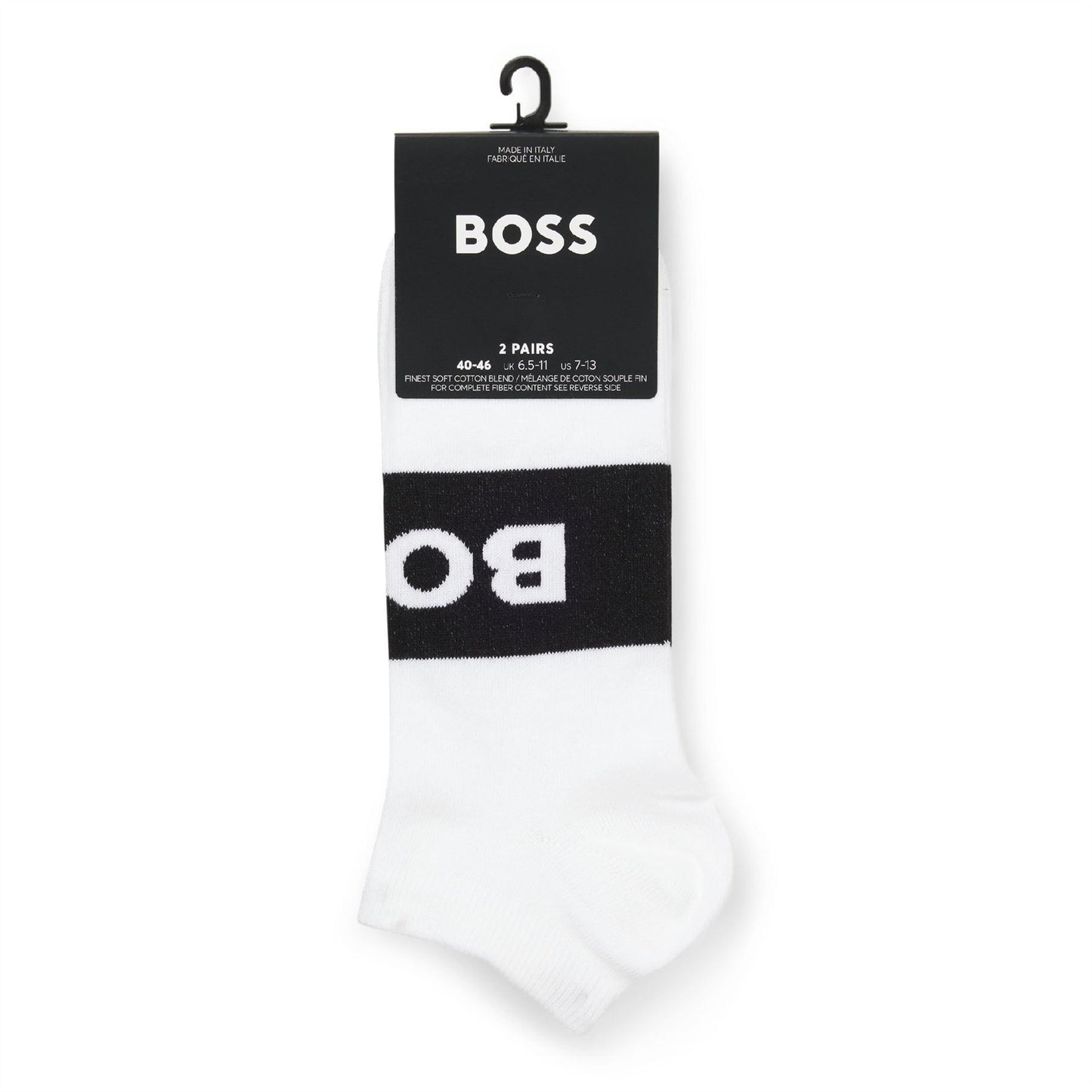 White - Lifestyle - Boss Mens Logo Ankle Socks (Pack of 2)