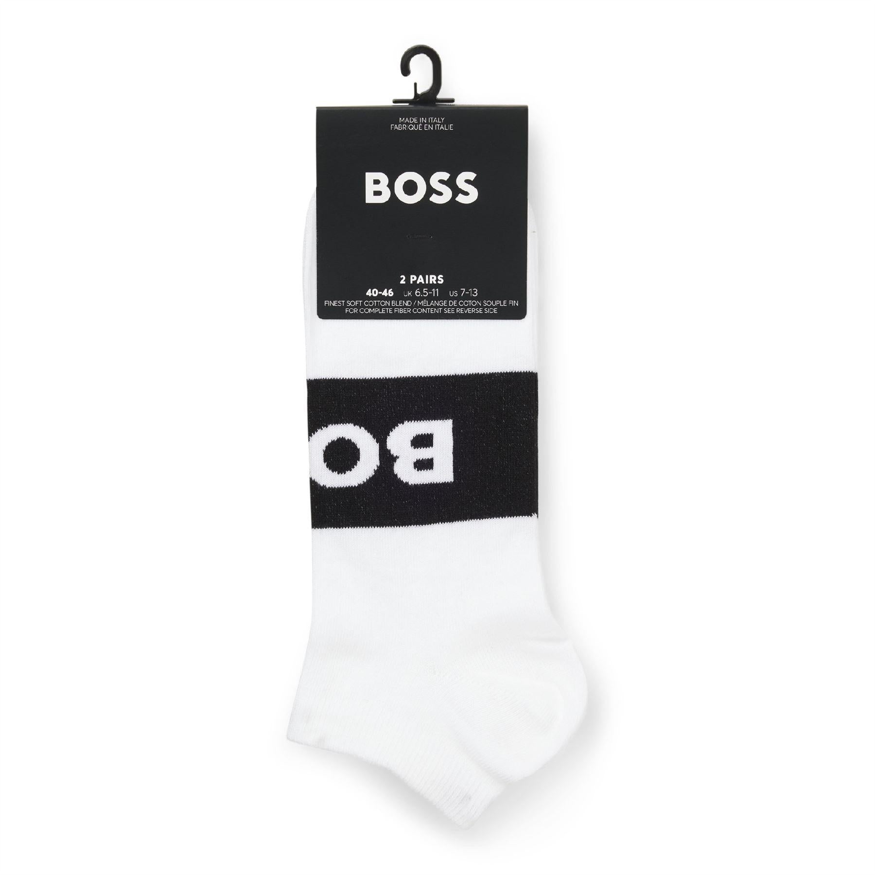 White - Lifestyle - Boss Mens Logo Ankle Socks (Pack of 2)