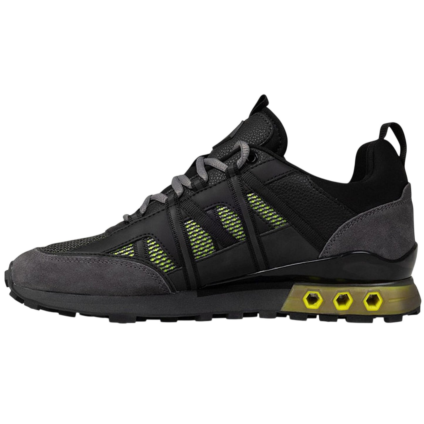 Yellow-Black - Side - Cruyff Mens Fearia Futura Suede Trainers