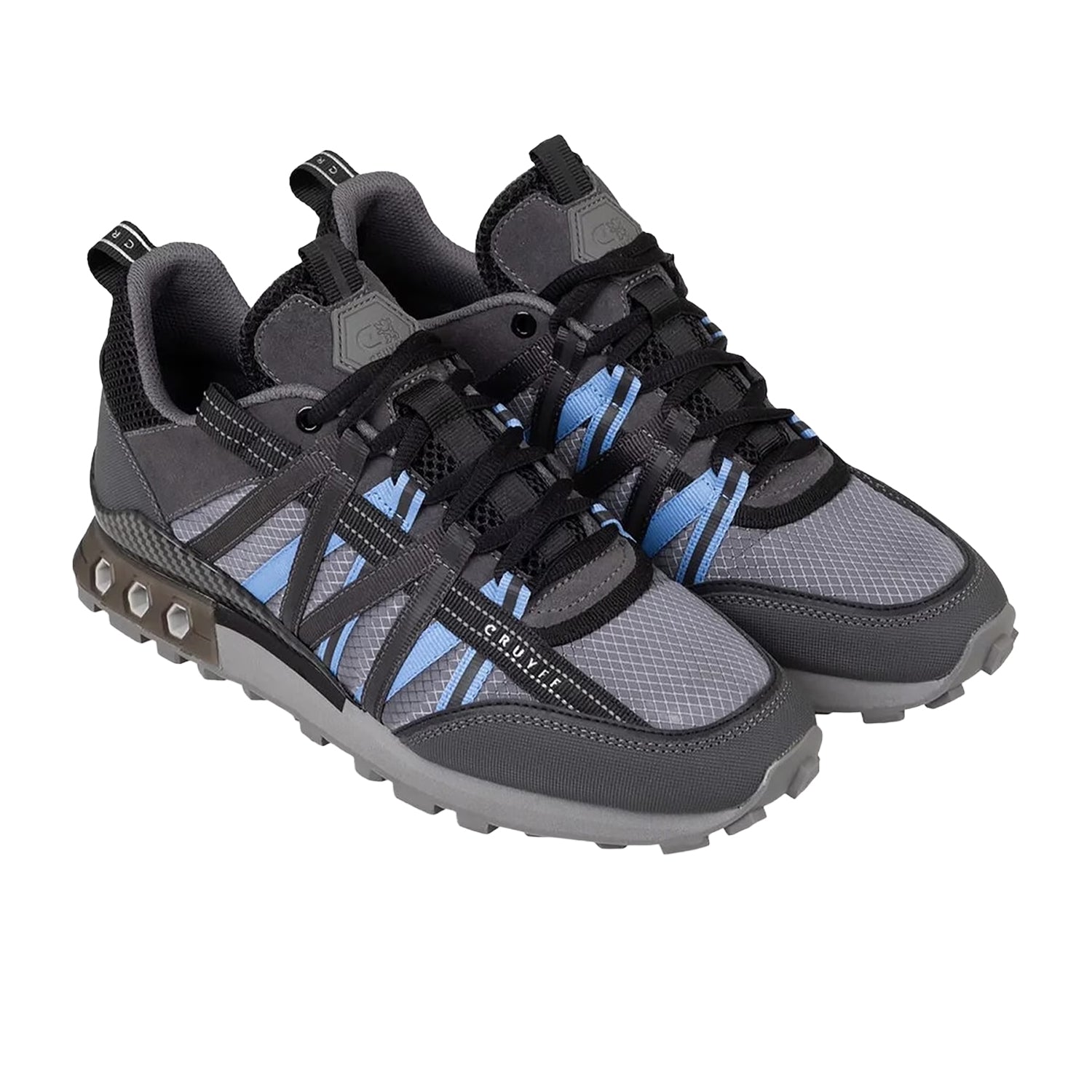 Grey-Blue - Front - Cruyff Mens Fearia Suede Hex-Tech Trainers