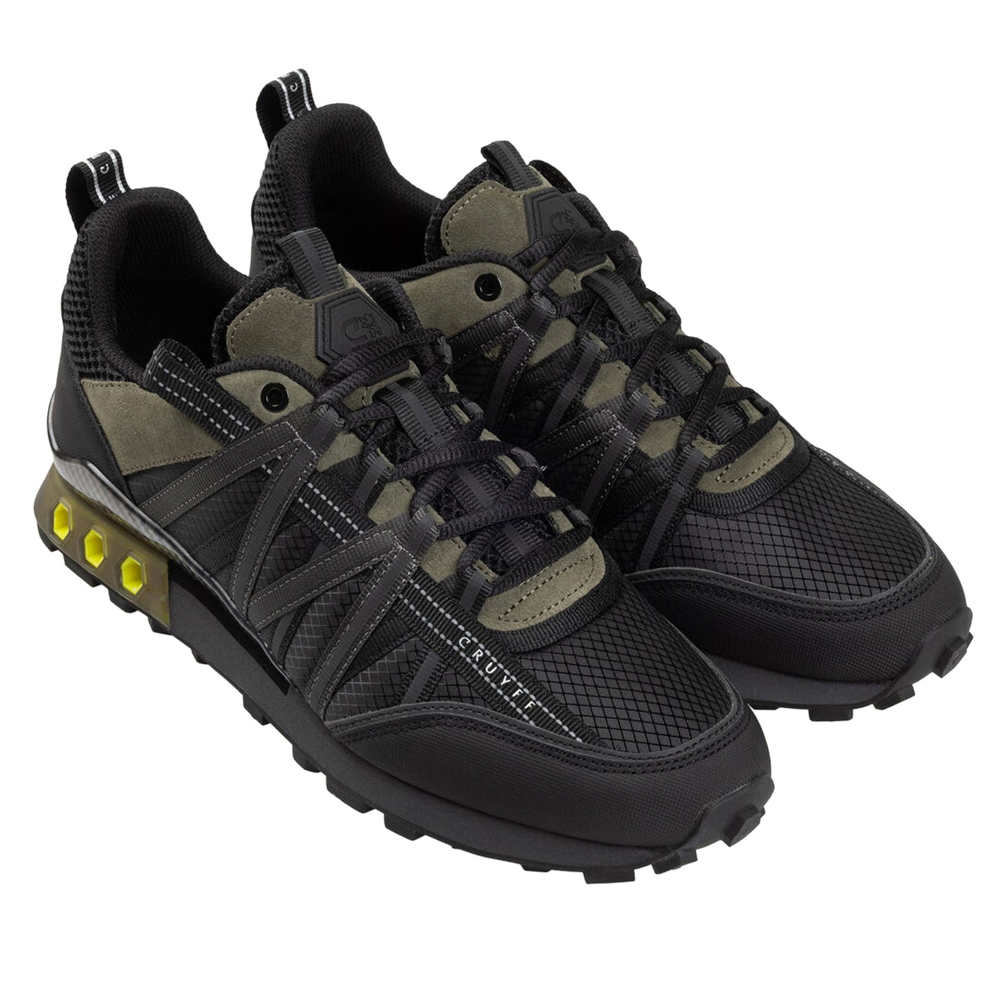 Olive - Front - Cruyff Mens Fearia Suede Hex-Tech Trainers