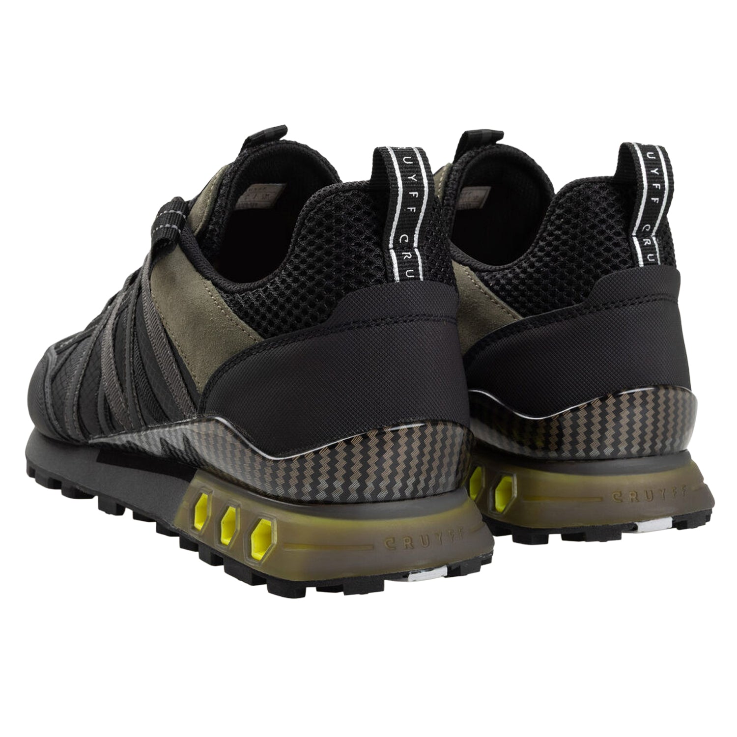 Olive - Back - Cruyff Mens Fearia Suede Hex-Tech Trainers