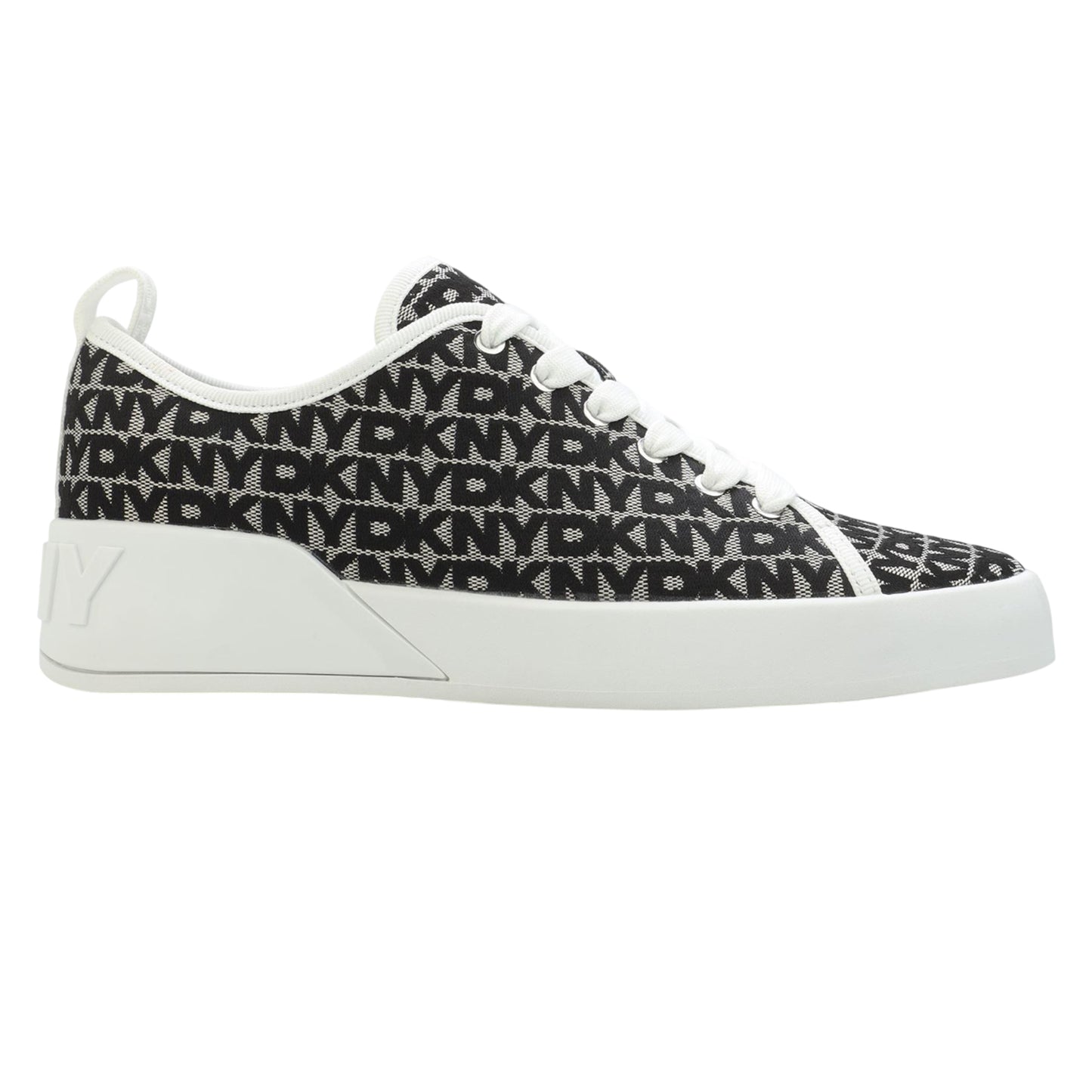 White-Black - Front - DKNY Womens-Ladies Mar Faux Leather Trainers