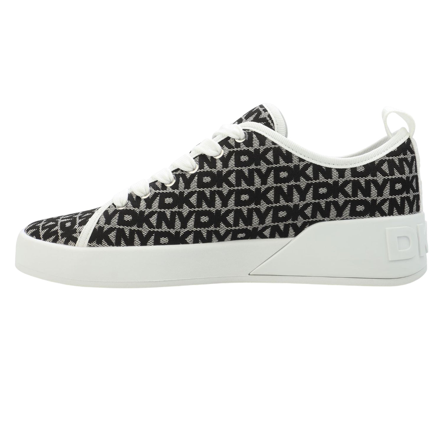White-Black - Back - DKNY Womens-Ladies Mar Faux Leather Trainers