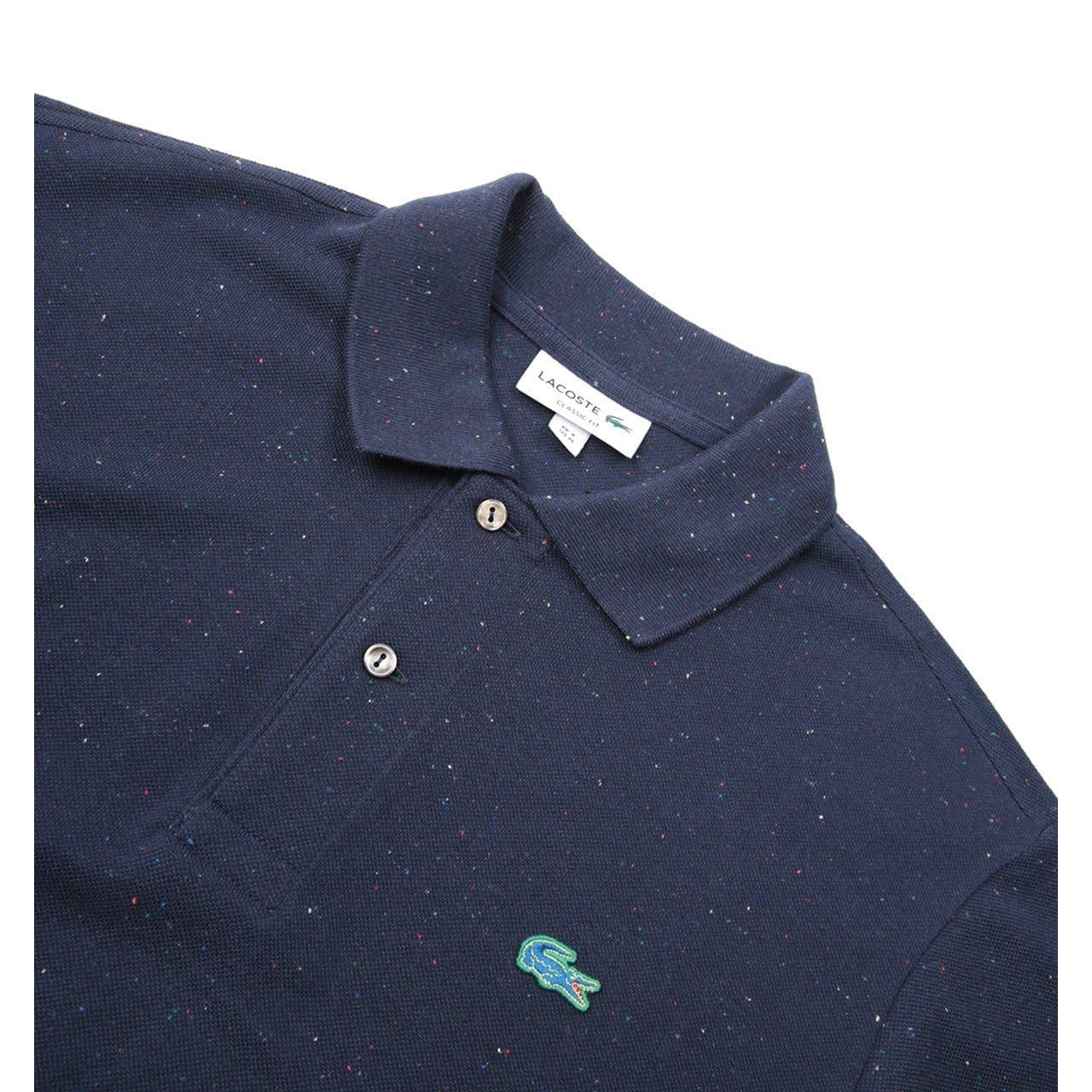 Navy - Side - Lacoste Mens Speckled Logo Classic Polo Shirt