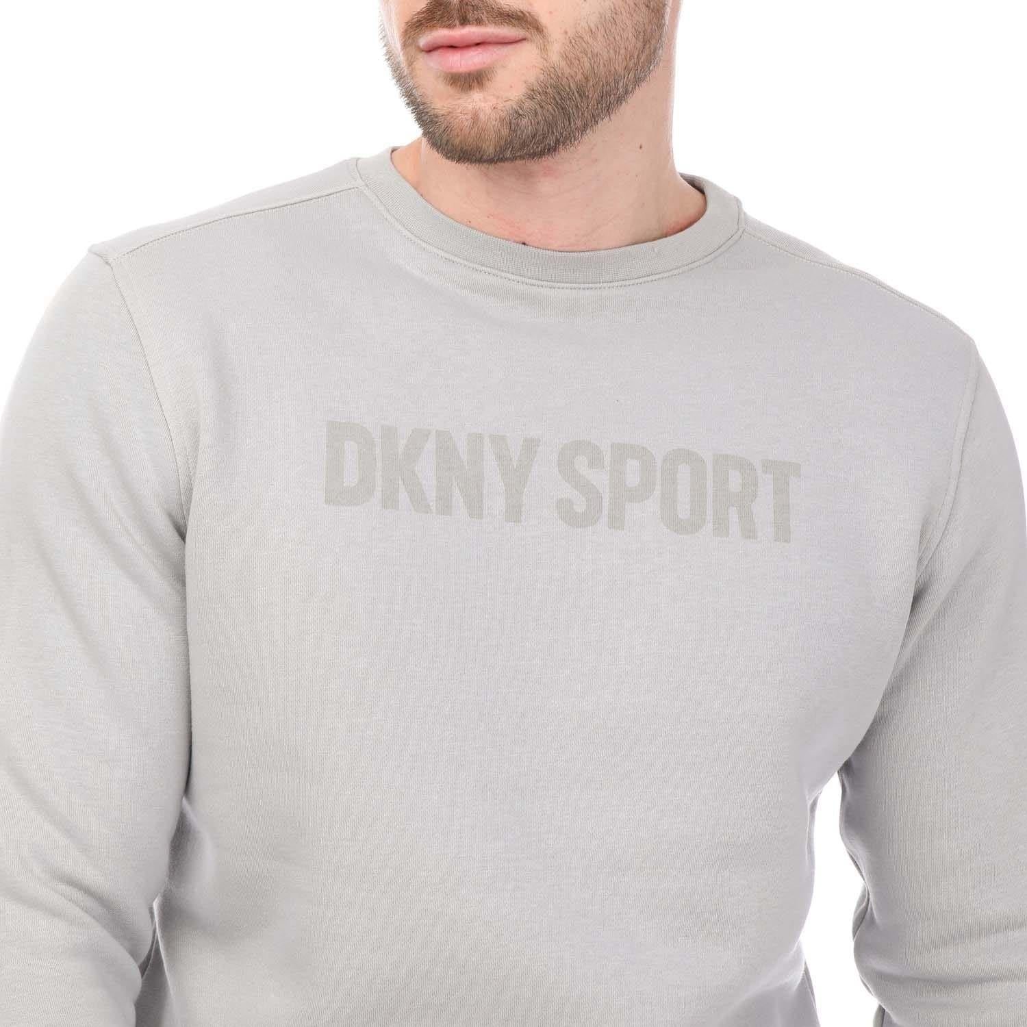 Silver - Side - DKNY Mens Logo Printed Sweatshirt