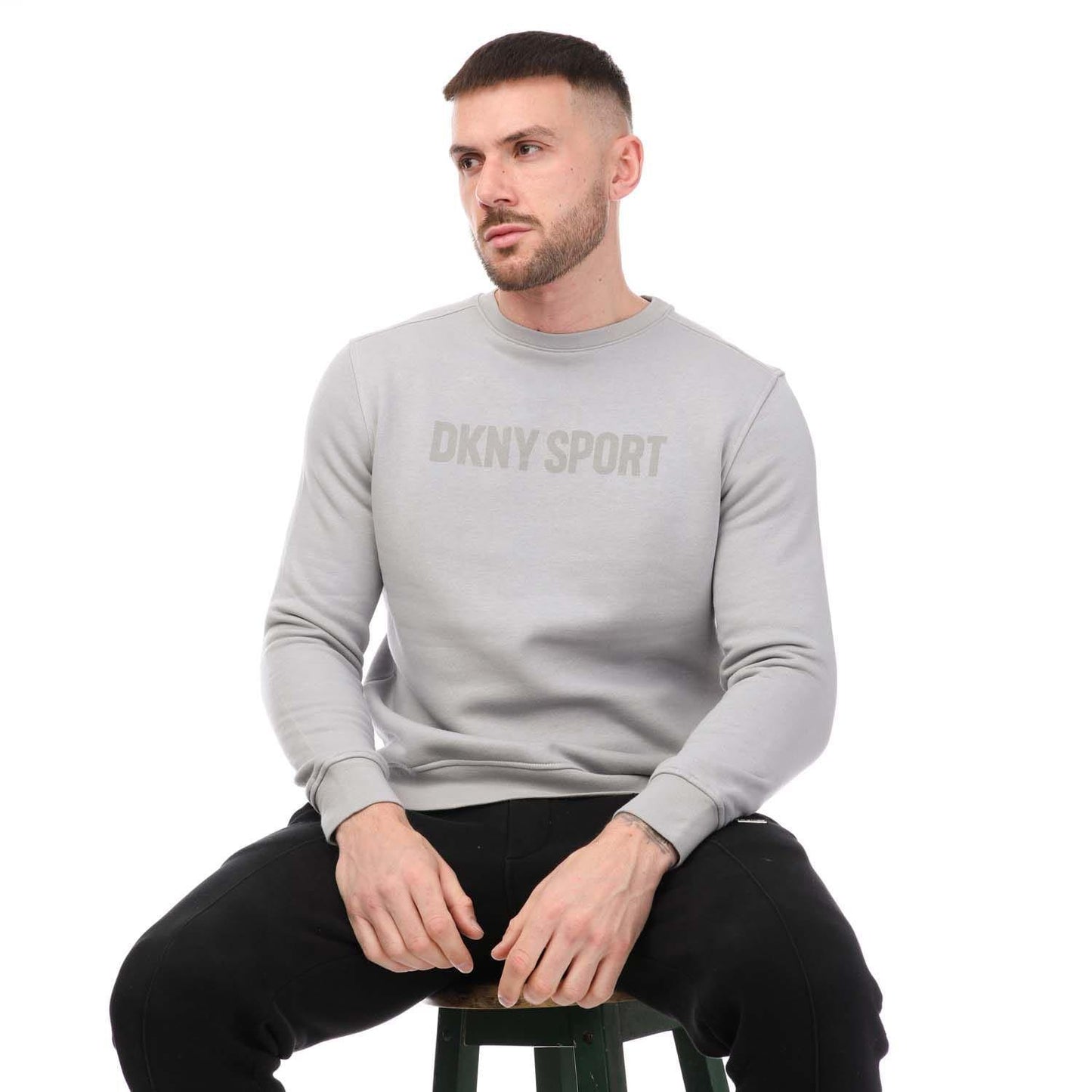 Silver - Lifestyle - DKNY Mens Logo Printed Sweatshirt