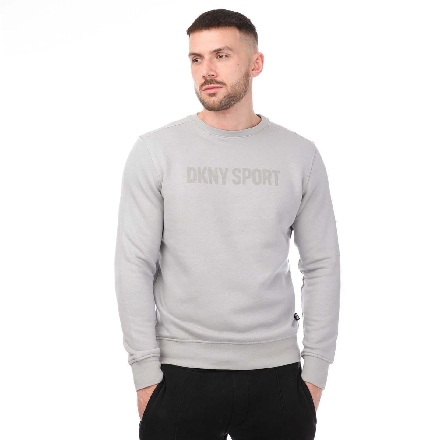Silver - Front - DKNY Mens Logo Printed Sweatshirt