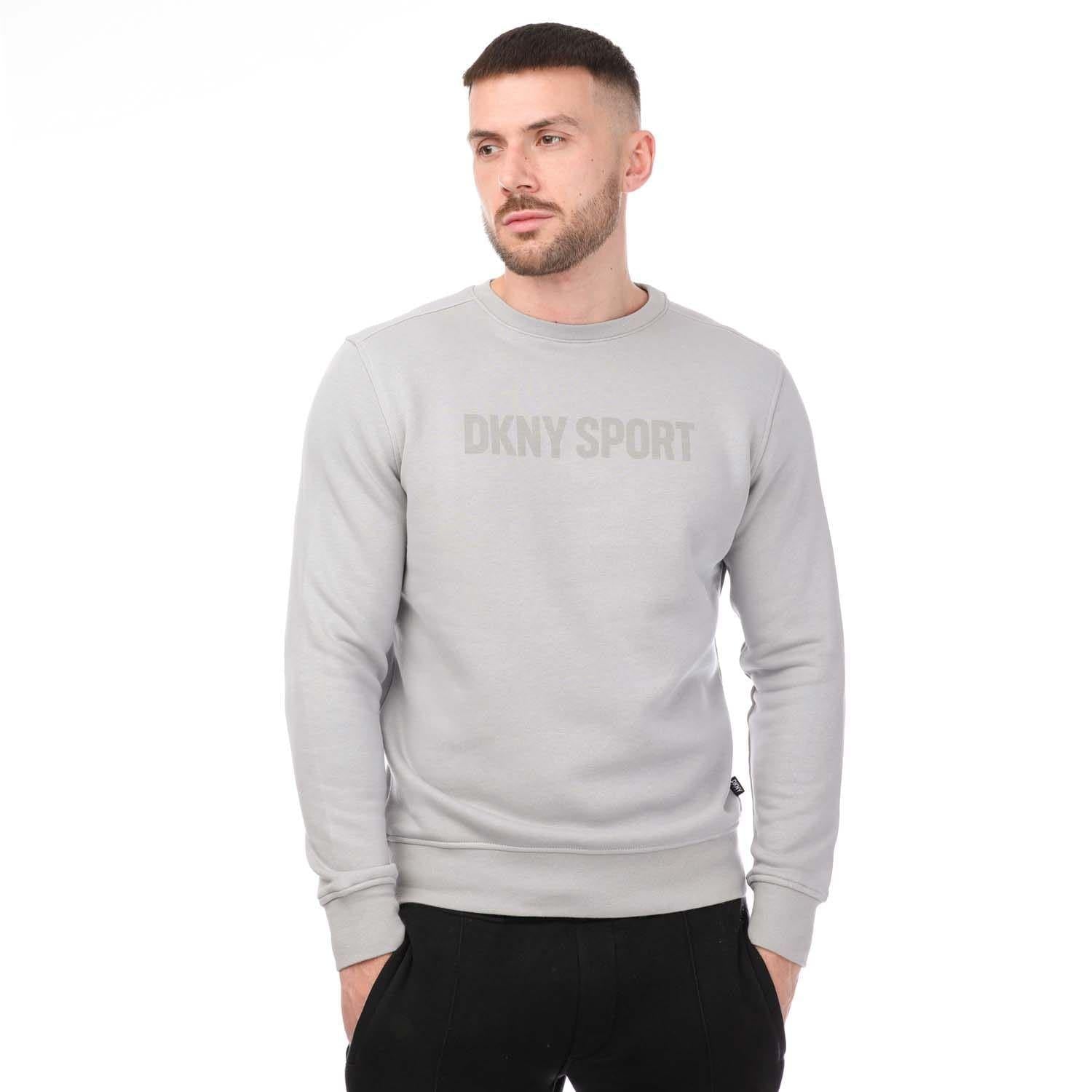Silver - Front - DKNY Mens Logo Printed Sweatshirt