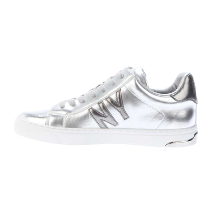 Silver - Back - DKNY Womens-Ladies Abeni Leather Lace Up Trainers