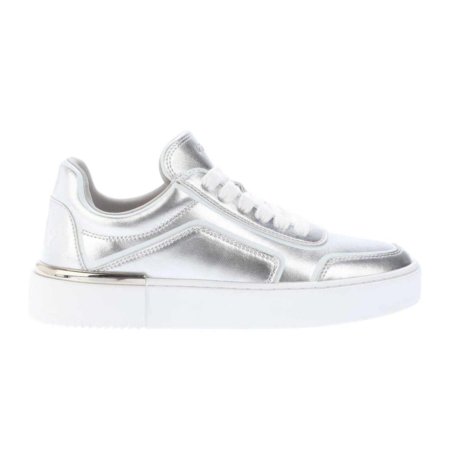 Silver - Front - DKNY Womens-Ladies Baylor Leather Trainers