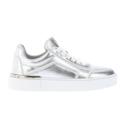 Silver - Front - DKNY Womens-Ladies Baylor Leather Trainers