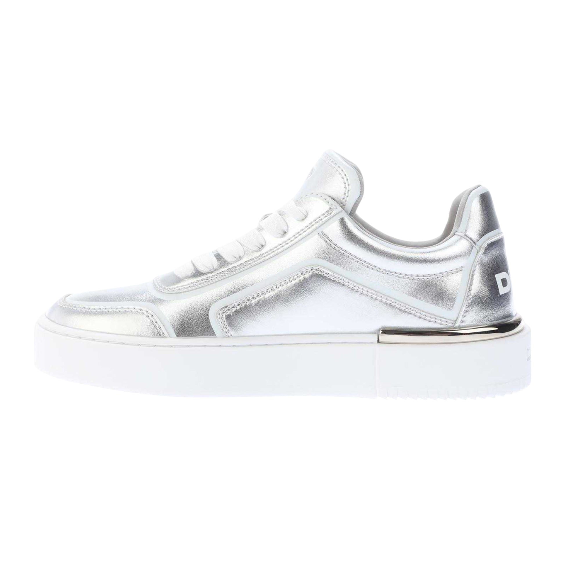Silver - Back - DKNY Womens-Ladies Baylor Leather Trainers