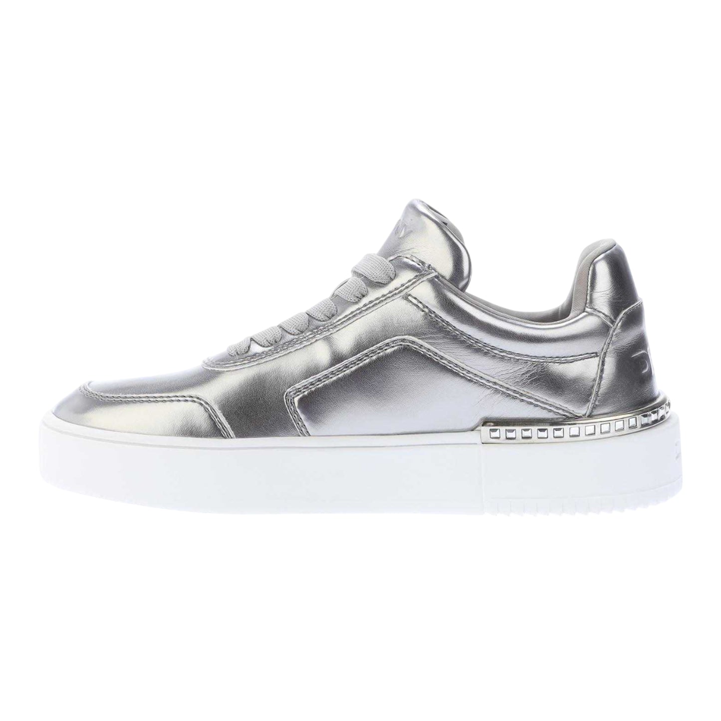 Silver - Back - DKNY Womens-Ladies Beverley Leather Lace Up Trainers