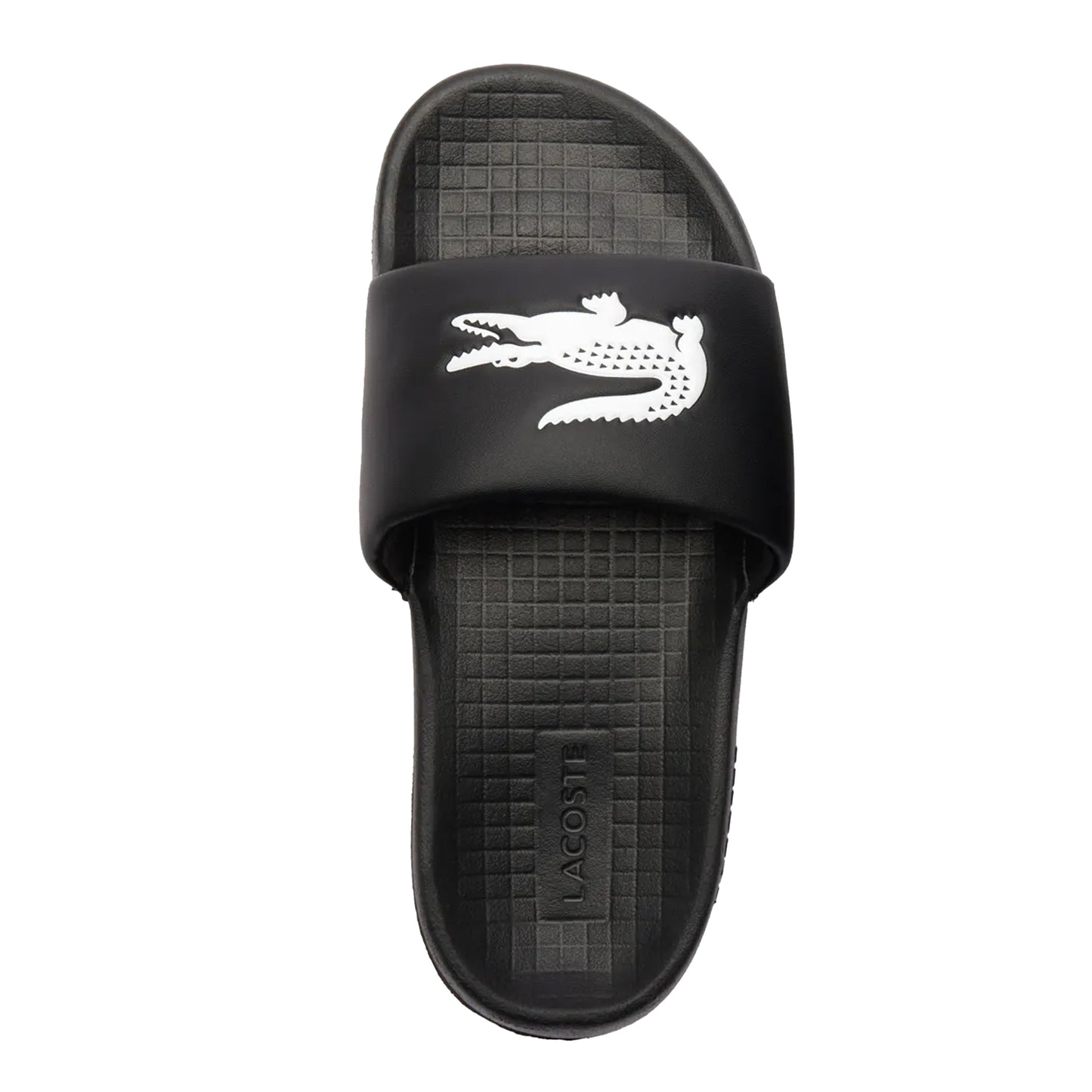 Black-White - Side - Lacoste Childrens-Kids Serve 1.0 Synthetic Sliders