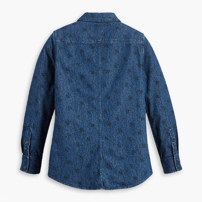 Blue-Black - Back - Levis Womens-Ladies Wellthread Petal Long-Sleeved Shirt