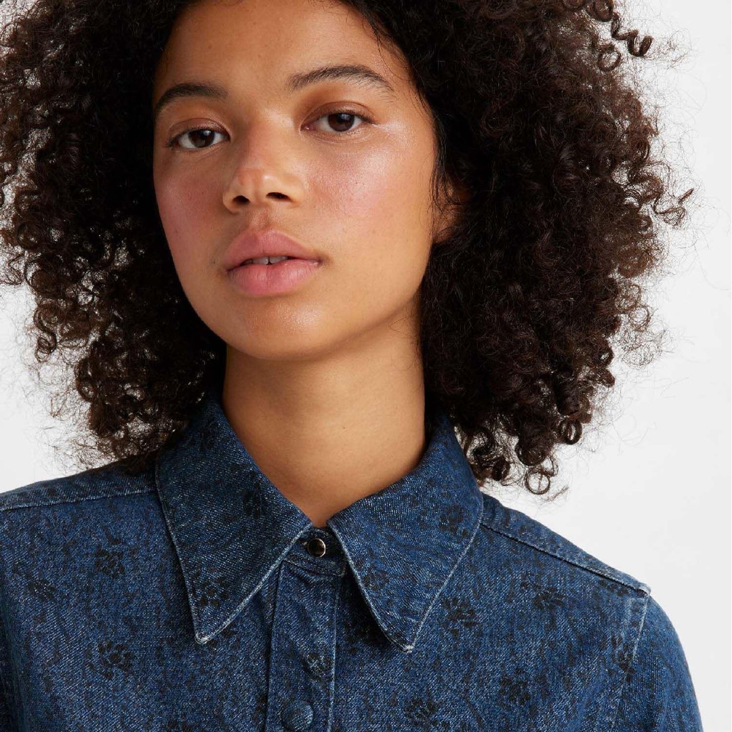 Blue-Black - Pack Shot - Levis Womens-Ladies Wellthread Petal Long-Sleeved Shirt
