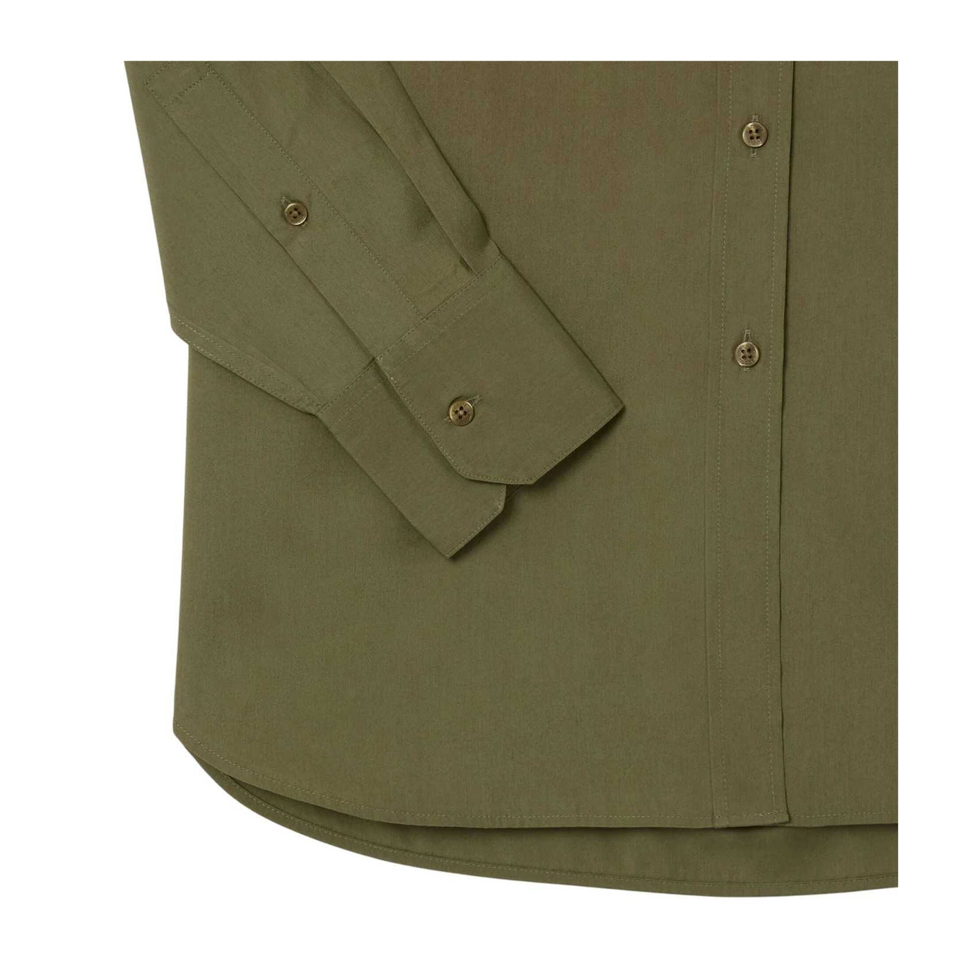 Khaki Green - Side - Lacoste Womens-Ladies Poplin Oversized Long-Sleeved Shirt