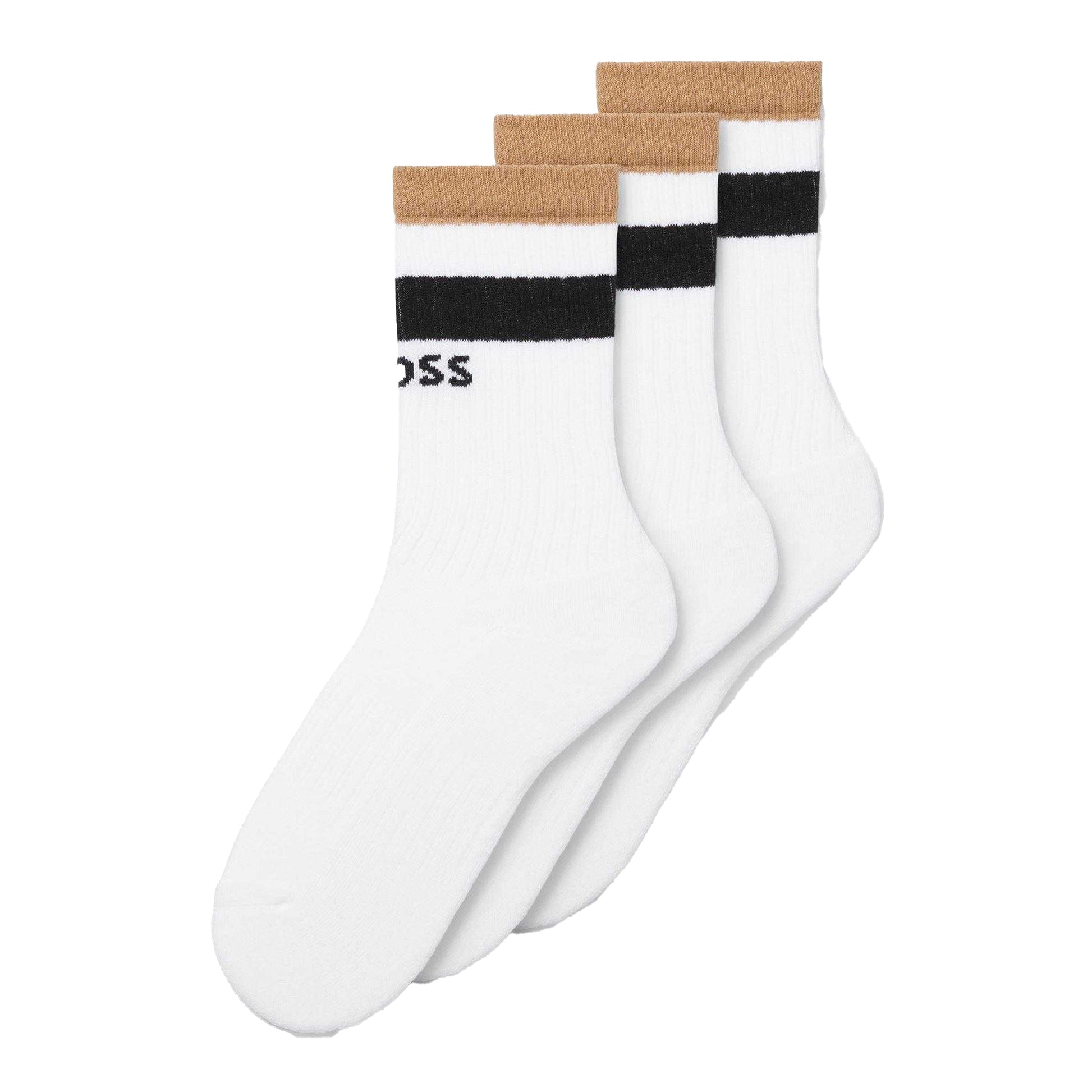 Multicoloured - Back - Boss Mens Rib Iconic Socks (Pack of 3)