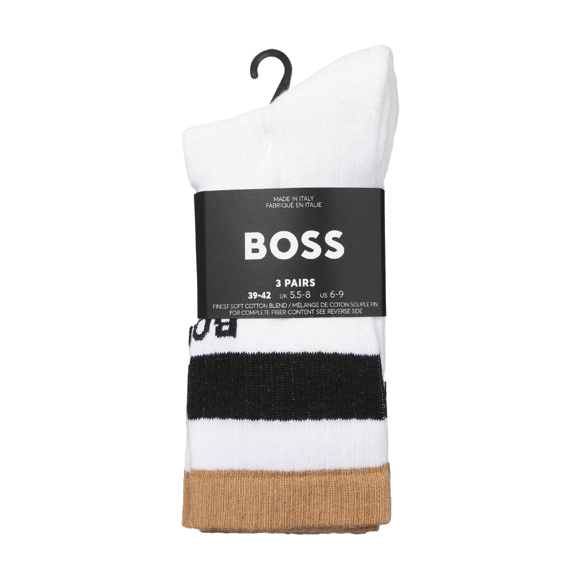 Multicoloured - Side - Boss Mens Rib Iconic Socks (Pack of 3)